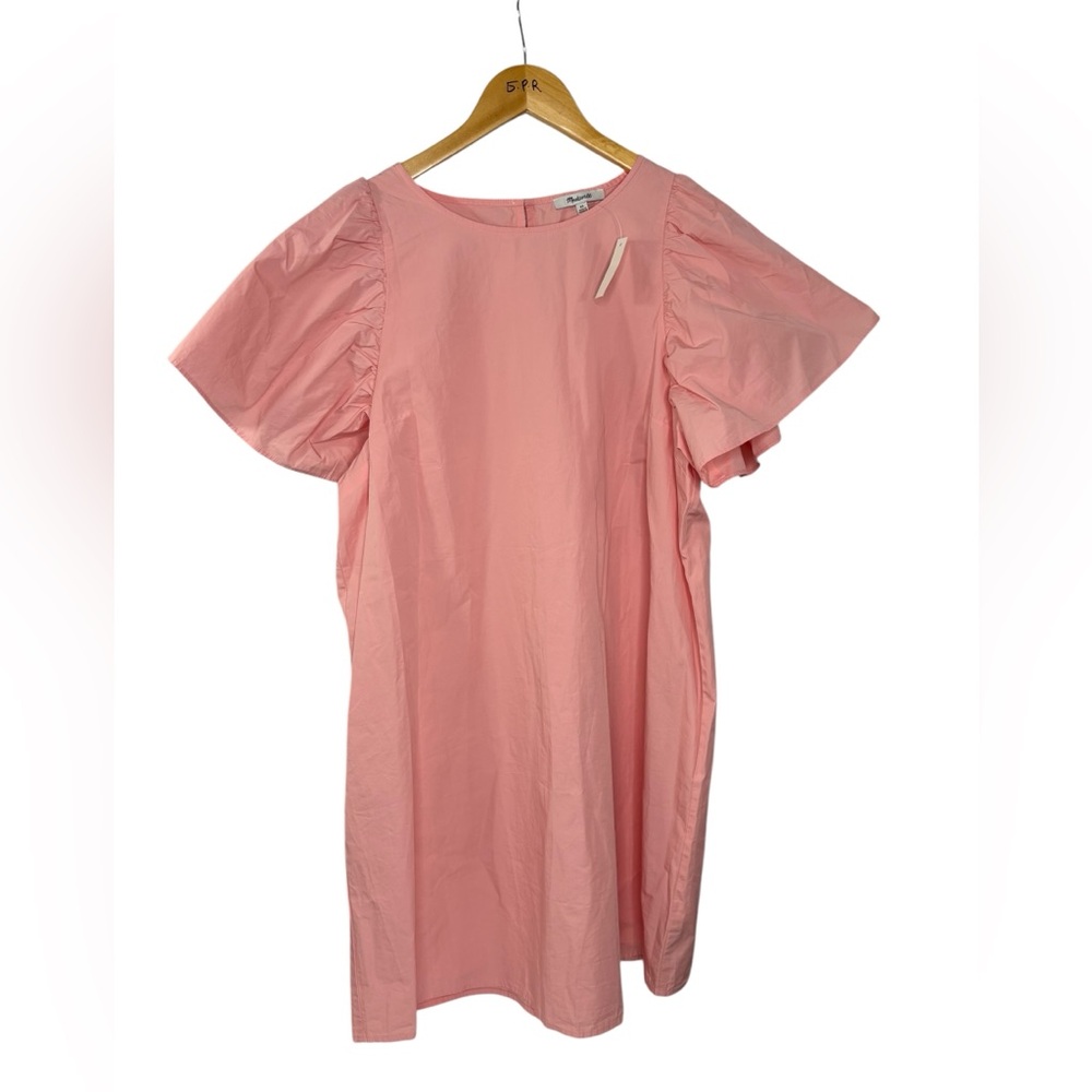 Madewell all cotton Pink Flutter Sleeve Dress in XL